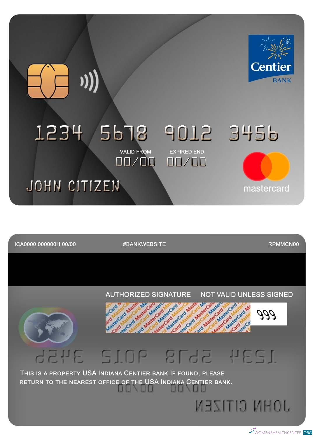 Download USA Indiana Centier bank mastercard Photoshop template